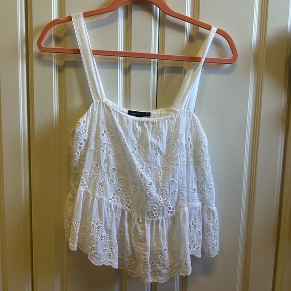 AMERICAN EAGLE BABYDOLL CAMI WHITE EMBROIDERY - Picture 2 of 4